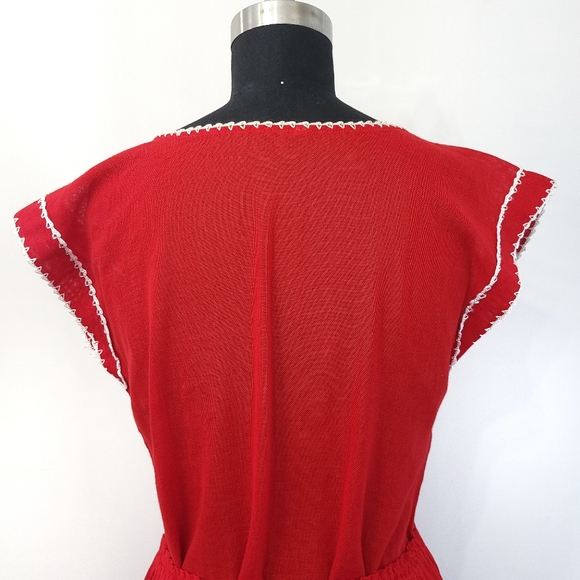 Vintage 1950s Mexican Embroidered Floral Peasant Boho Hippie Skirt Set - Picture 9 of 13